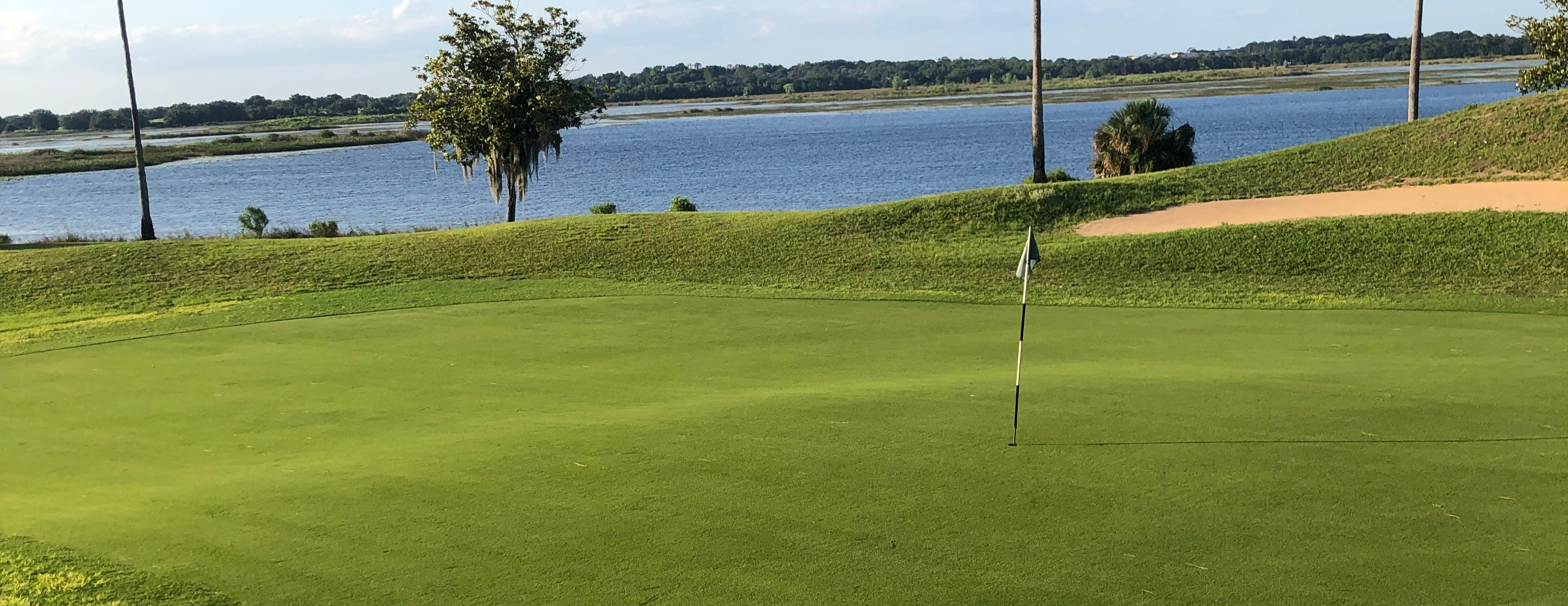 Image of golf ball on tee on grass.